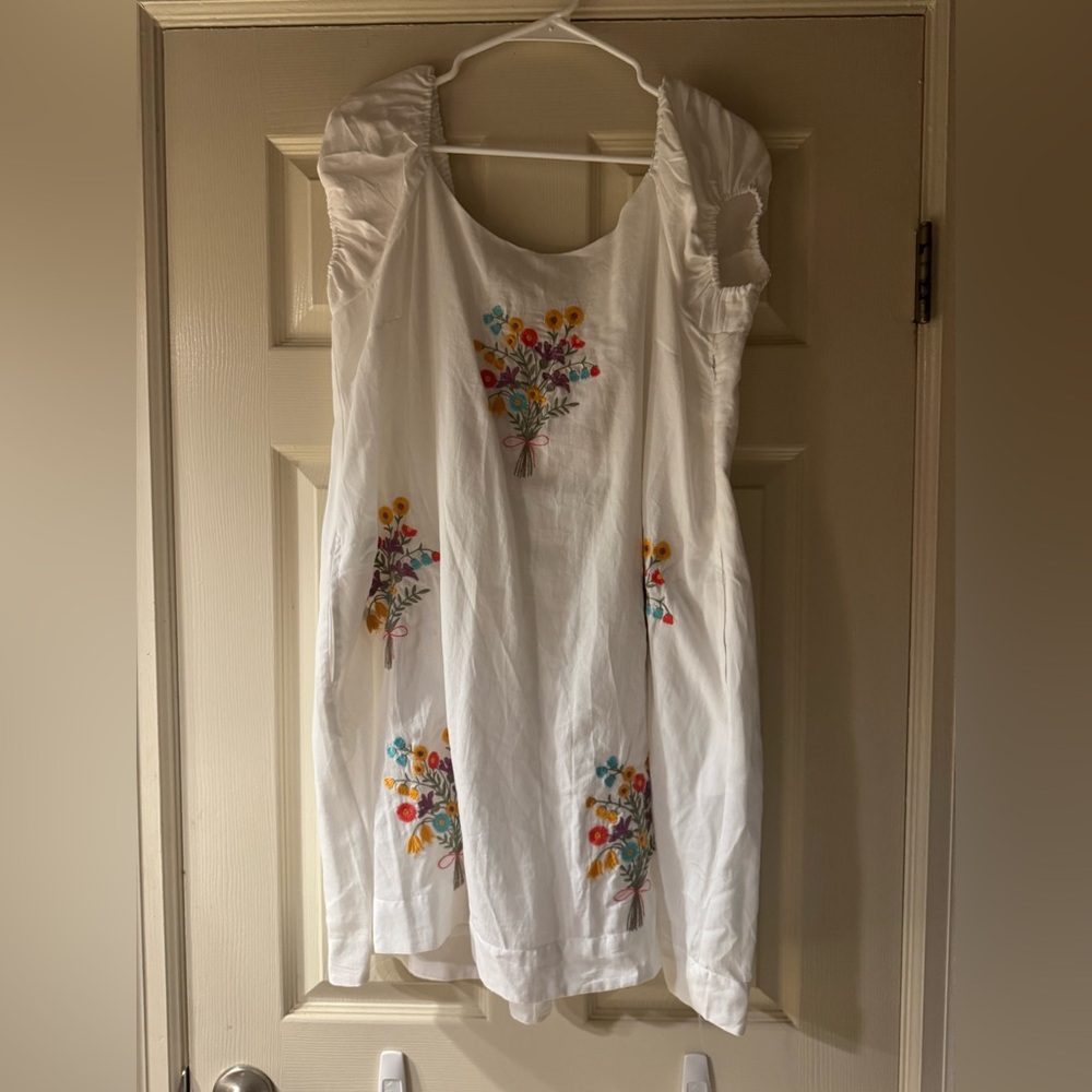 Floral Embroidered White Dress